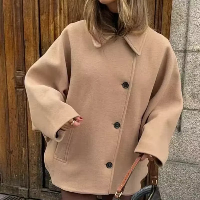 Oversized Blazer Coat, Open Front Jacket with Wide Lapels and Relaxed Fit, Elegant Minimalist Longline Outerwear for Fall Winter