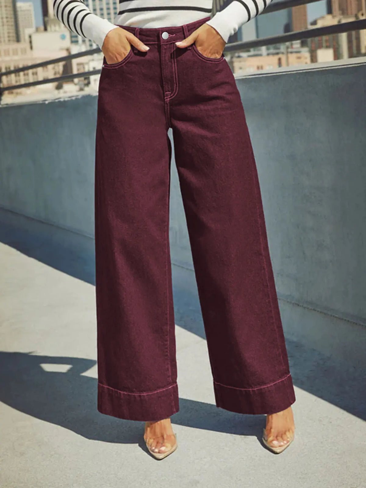 High Waisted Wide Leg Trousers Tailored Palazzo Pants Relaxed Fit Full Length Casual Office Workwear Bottoms