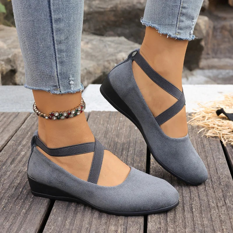 Mary Jane Wedge Shoes | Strappy Low Heel Pumps | Closed Toe Casual Dress Shoes for Women