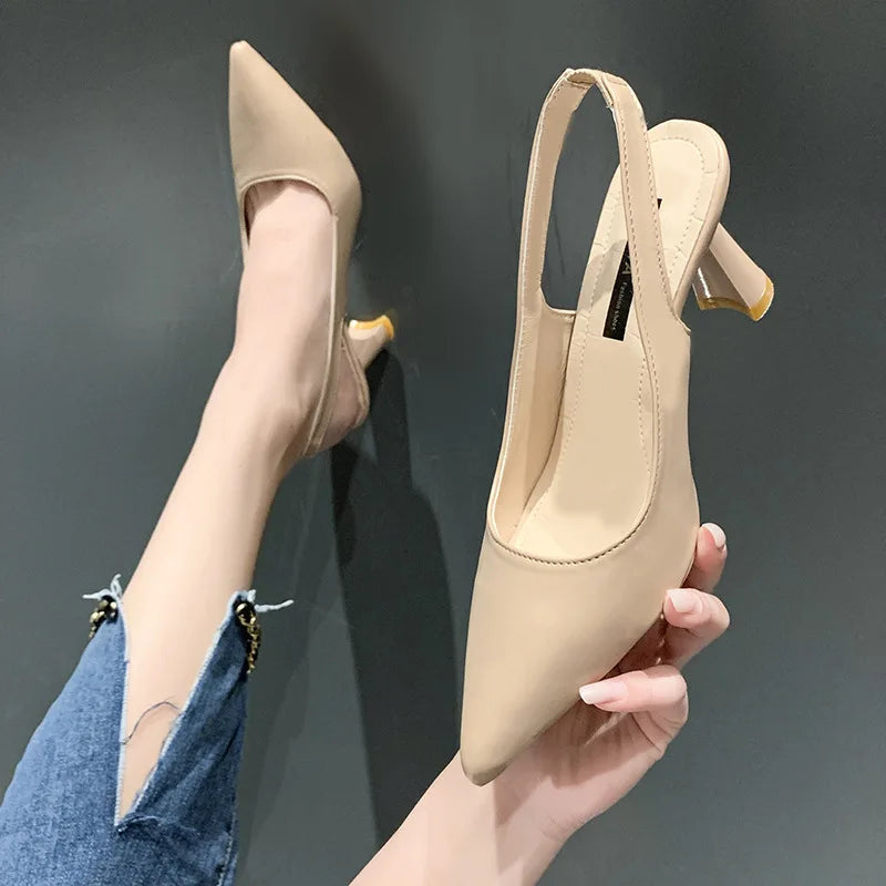 Women's Pointed Toe Slingback Pumps – Elegant Mid Heel Dress Shoes for Office, Wedding, Party, Business & Formal Wear
