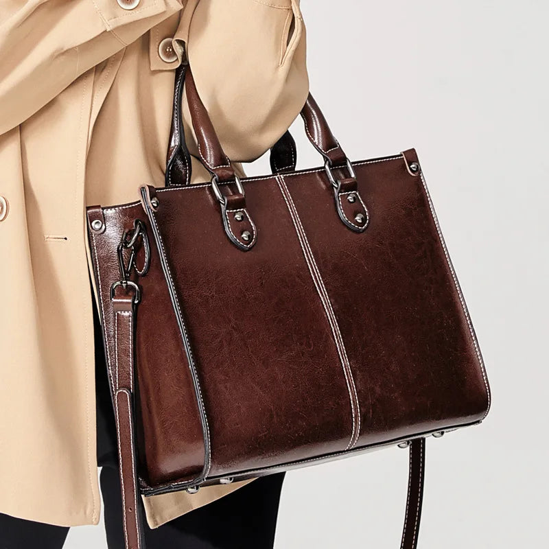 Structured Work Tote Bag, Elegant Top Handle Handbag with Adjustable Shoulder Strap, Spacious Office Carryall Purse for Work, Travel & Everyday Use