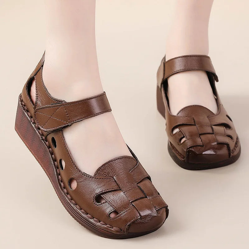 Mary Jane orthopaedic Flats | Woven Cutout Loafers | Round Toe Casual Walking Shoes