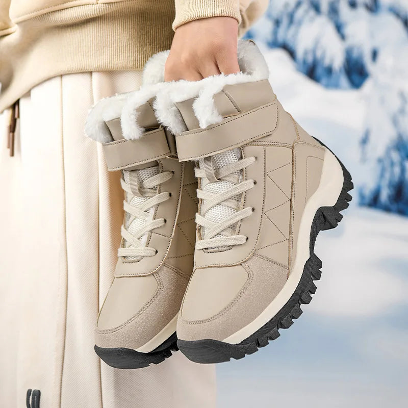 Faux Fur Lined Winter Boots | Lace-Up Platform Snow Booties | Chunky Sole Insulated Outdoor Shoes