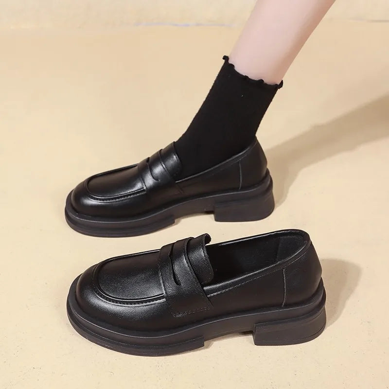 Chunky Loafers | Classic Slip-On Penny Loafers | Low Heel Casual Dress Shoes