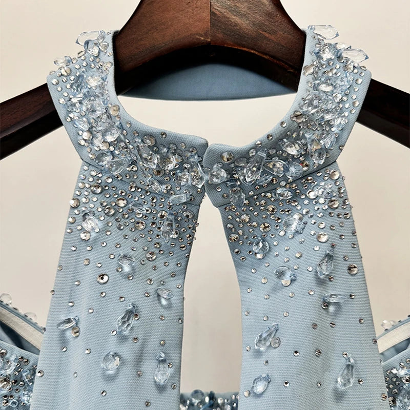 Embellished Mermaid Maxi Gown – Strapless Formal Dress with Crystal Beading, Matching Choker and Elegant Floor-Length Train