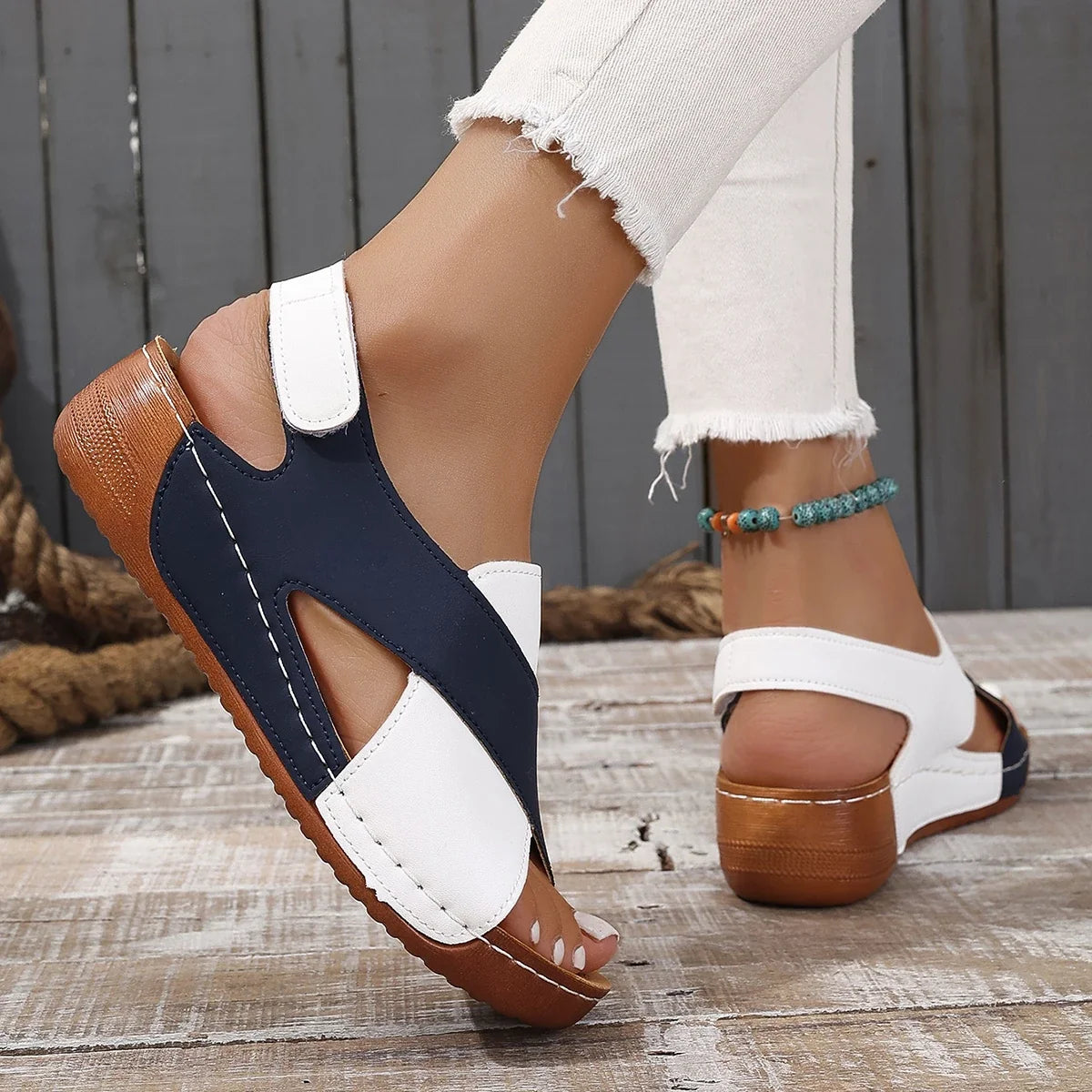 Comfortable Slingback Sandals | Open Toe Low Wedge Shoes | Casual Summer Dress Sandals