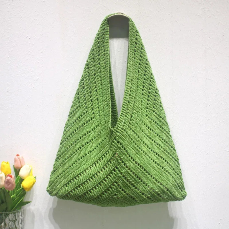 Woven Hobo Shoulder Bag, Boho Straw Handbag with Geometric Pattern, Slouchy Summer Tote Purse for Beach, Vacation & Everyday Use