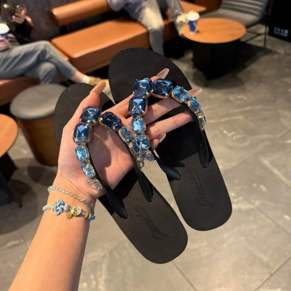 Beaded Flip Flops | Jeweled Thong Sandals | Boho Casual Summer Beach Shoes