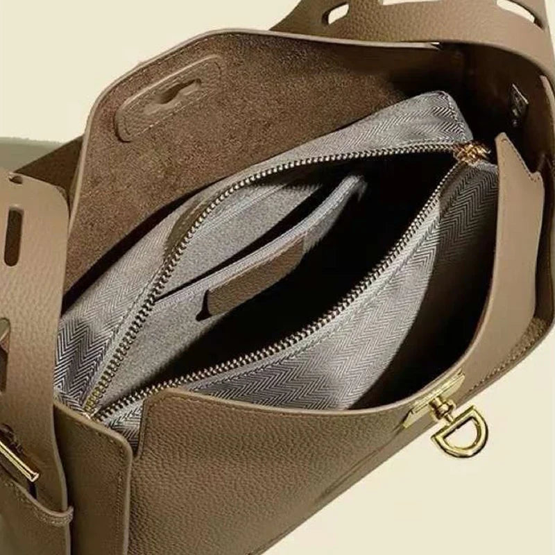Women's Brown Shoulder Bag, Elegant Leather Crossbody Handbag, Structured Satchel Purse with Adjustable Strap for Work & Everyday Use