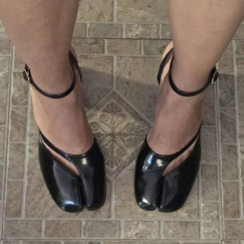 Patent Mary Jane Flats | Glossy Slingback Shoes | Square Toe Low Heel Dress Flats