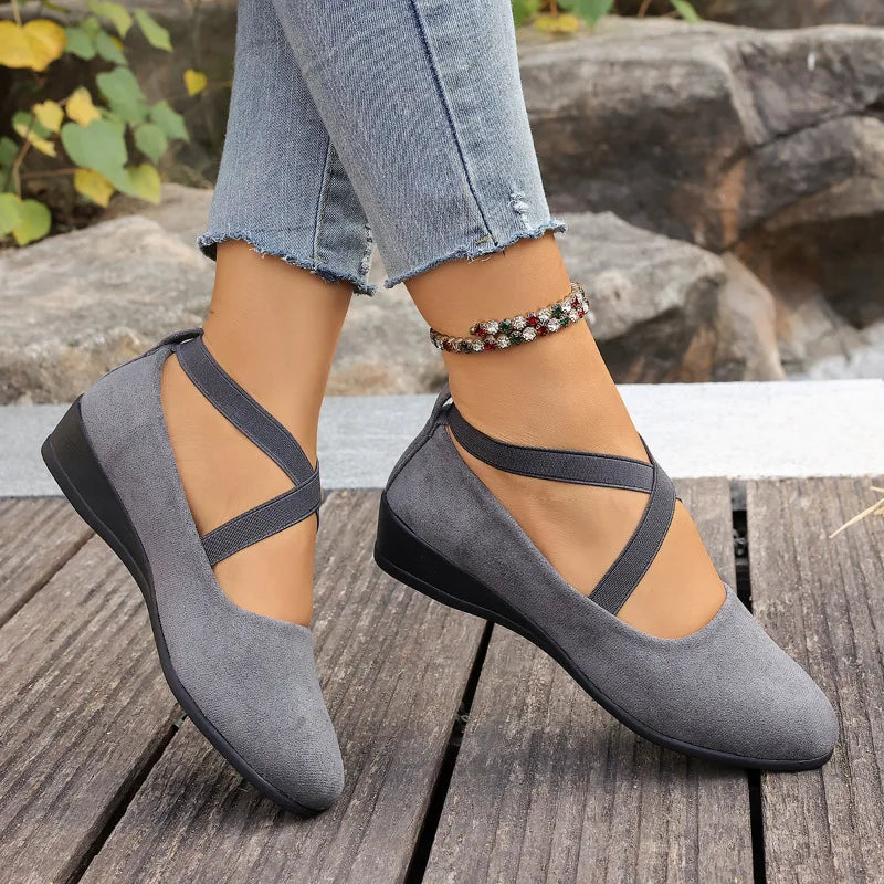 Mary Jane Wedge Shoes | Strappy Low Heel Pumps | Closed Toe Casual Dress Shoes for Women