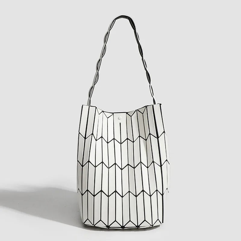 Geometric Knit Tote Bag, Lightweight Shoulder Handbag with Open-Weave Pattern, Minimalist Carryall Purse for Beach, Shopping & Everyday Use