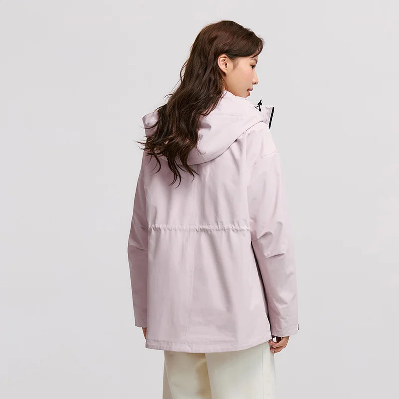 Hooded Cinched Waist Jacket, Lightweight Zip-Up Windbreaker with Adjustable Drawstring Waist and Utility Pockets, Casual Outdoor Outerwear