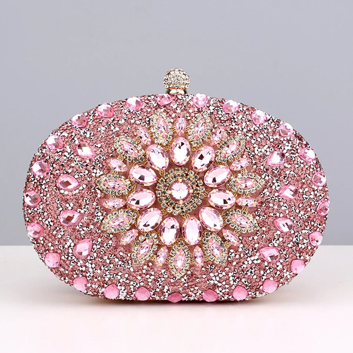 Embellished Evening Clutch Bag, Ornate Beaded Handbag with Floral Crystal Design, Elegant Frame Purse for Weddings, Parties & Special Occasions