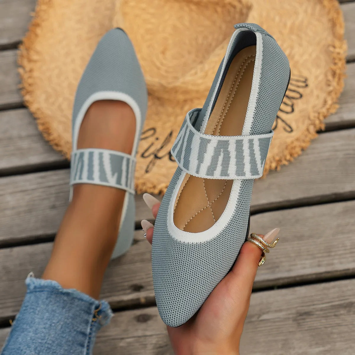 Mary Jane Flats | Breathable Mesh Slip-On Shoes | Round Toe Casual Walking Shoes