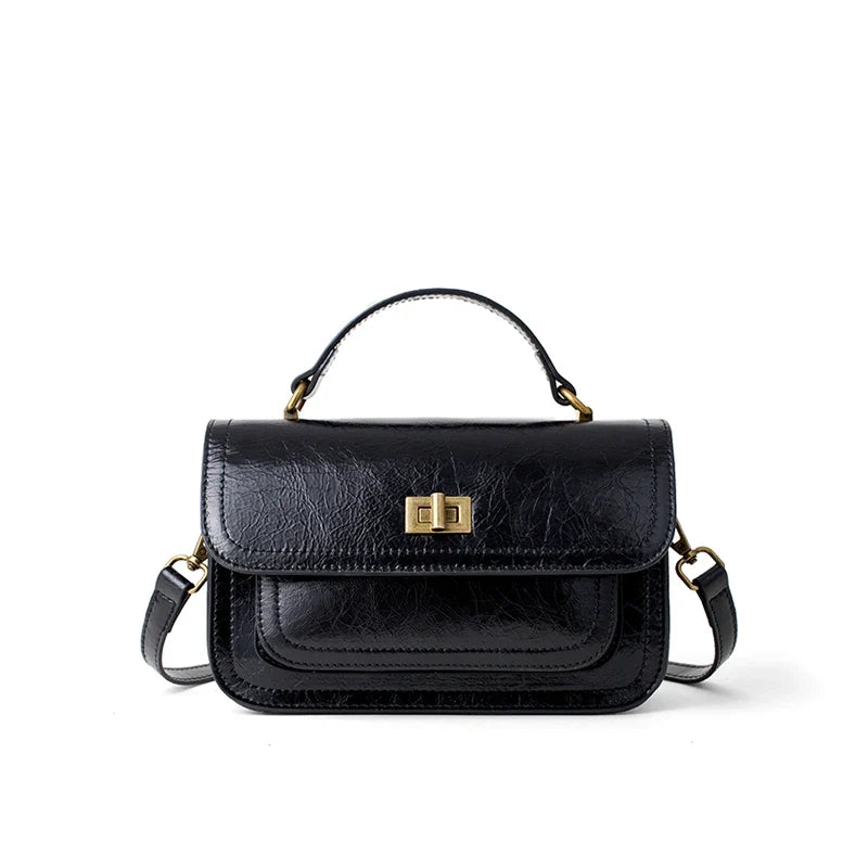 Women's Shoulder Bag, Crocodile Embossed Leather Handbag, Vintage Top Handle Crossbody Purse with Flap