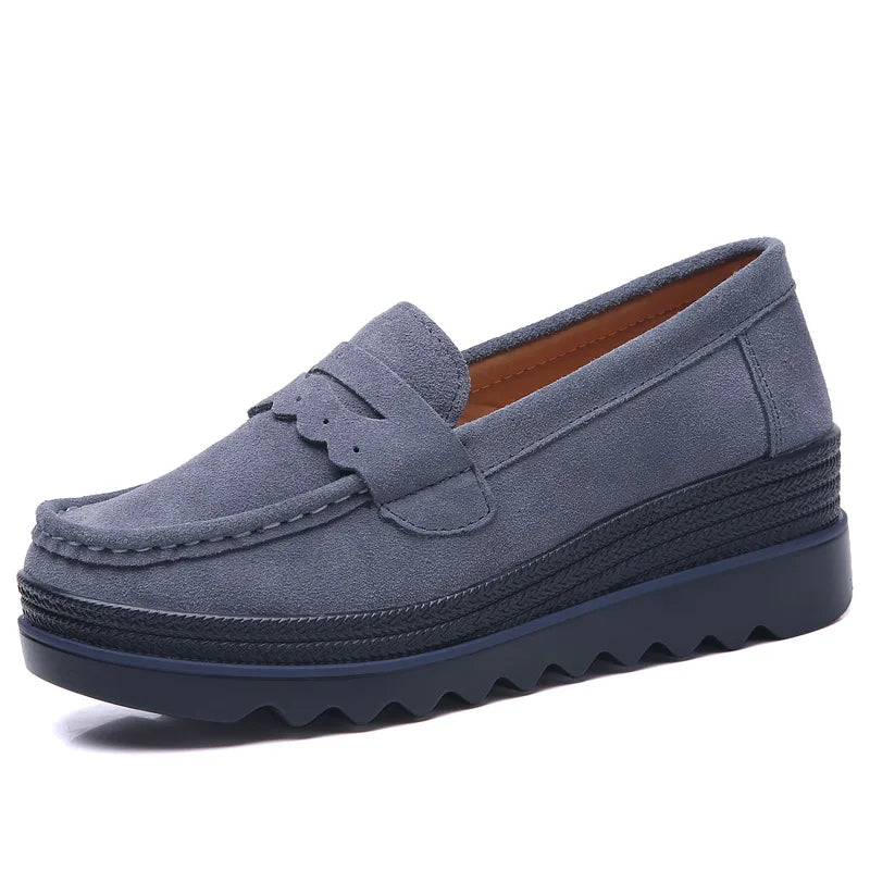 Chunky Slip-On Loafers | Platform Walking Shoes | Comfortable Casual Everyday Sneakers