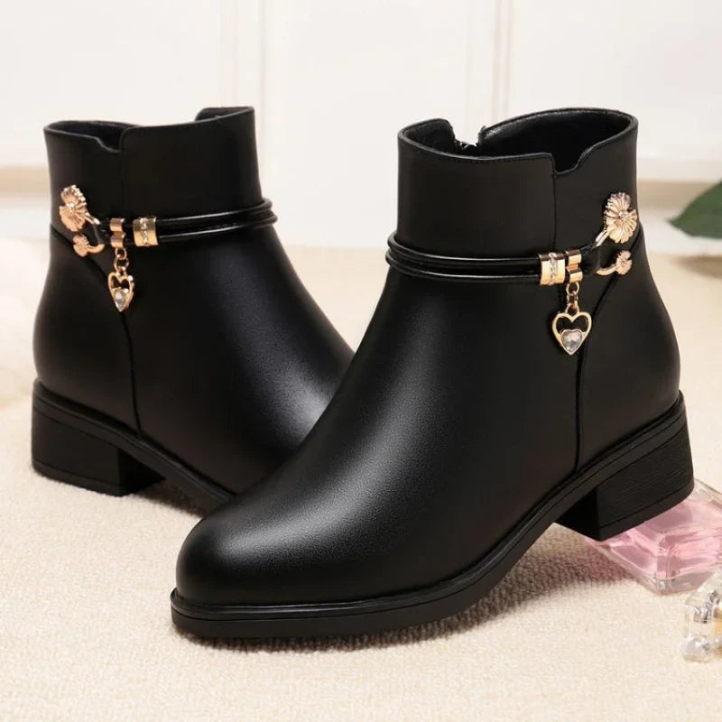 Ankle Boots with Block Heels | Side Zip Fashion Booties | Elegant Casual Dress Boots