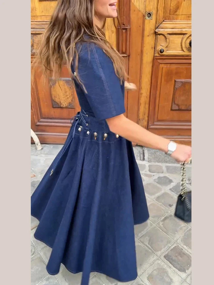 Button Detail Crop Top & Pleated Maxi Skirt Co-Ord Set | Short Sleeve Two Piece Outfit | Elegant Vintage Inspired Matching Set