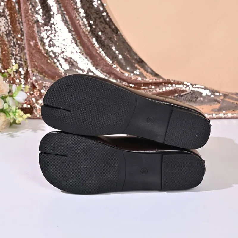 Tabi Ankle Boots | Split Toe Flat Booties | Minimalist Leather-Look Fashion Boots