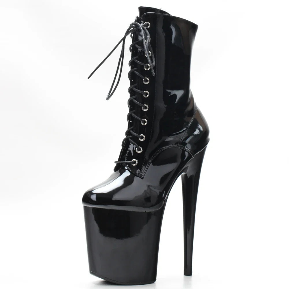 Platform Lace Up Boots | Extreme High Heel Ankle Booties | Chunky Platform Stiletto Boots