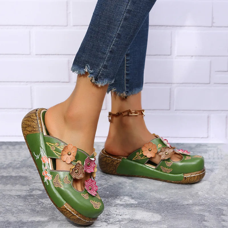 Floral Platform Sandals | Espadrille Wedge Slip-On Heels | Ankle Strap Summer Shoes