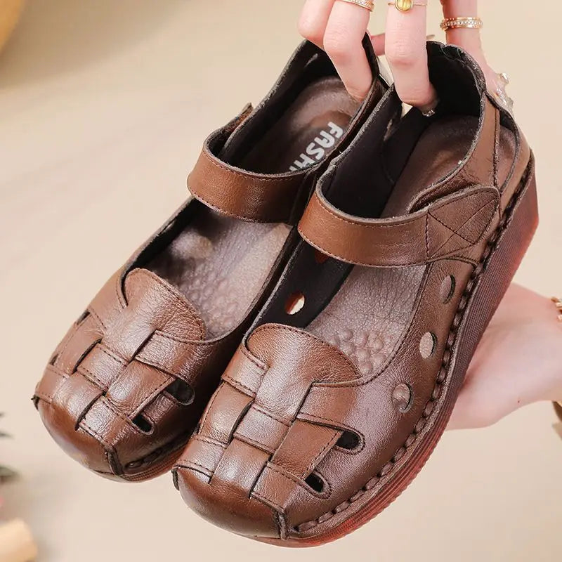 Mary Jane orthopaedic Flats | Woven Cutout Loafers | Round Toe Casual Walking Shoes