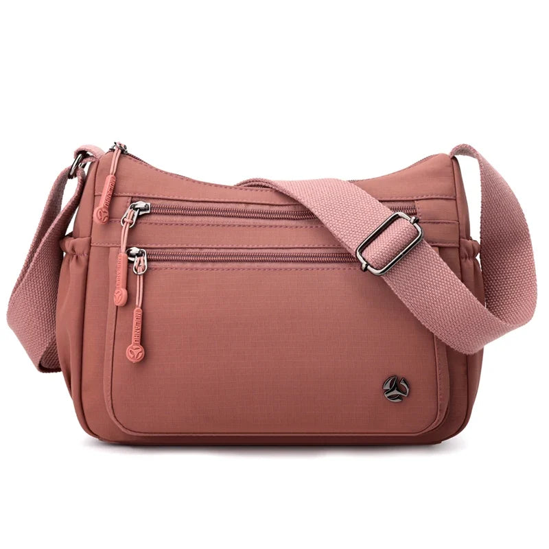 Crossbody Messenger Bag, Lightweight Shoulder Purse with Multiple Zipper Pockets, Adjustable Wide Strap, Casual Everyday Travel Handbag