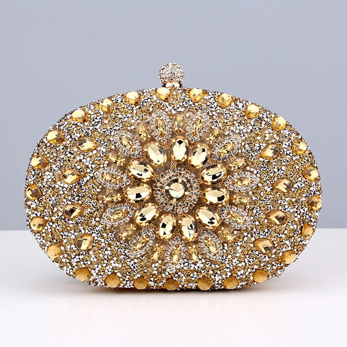 Embellished Evening Clutch Bag, Ornate Beaded Handbag with Floral Crystal Design, Elegant Frame Purse for Weddings, Parties & Special Occasions