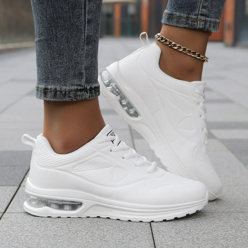 Platform Running Shoes | Cushioned Lace Up Sneakers | Lightweight Casual Athletic Walking Shoes