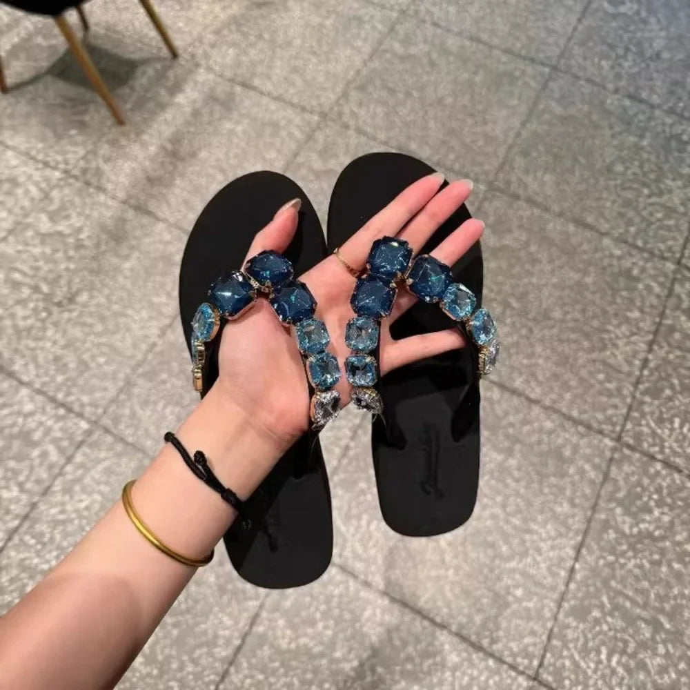 Beaded Flip Flops | Jeweled Thong Sandals | Boho Casual Summer Beach Shoes
