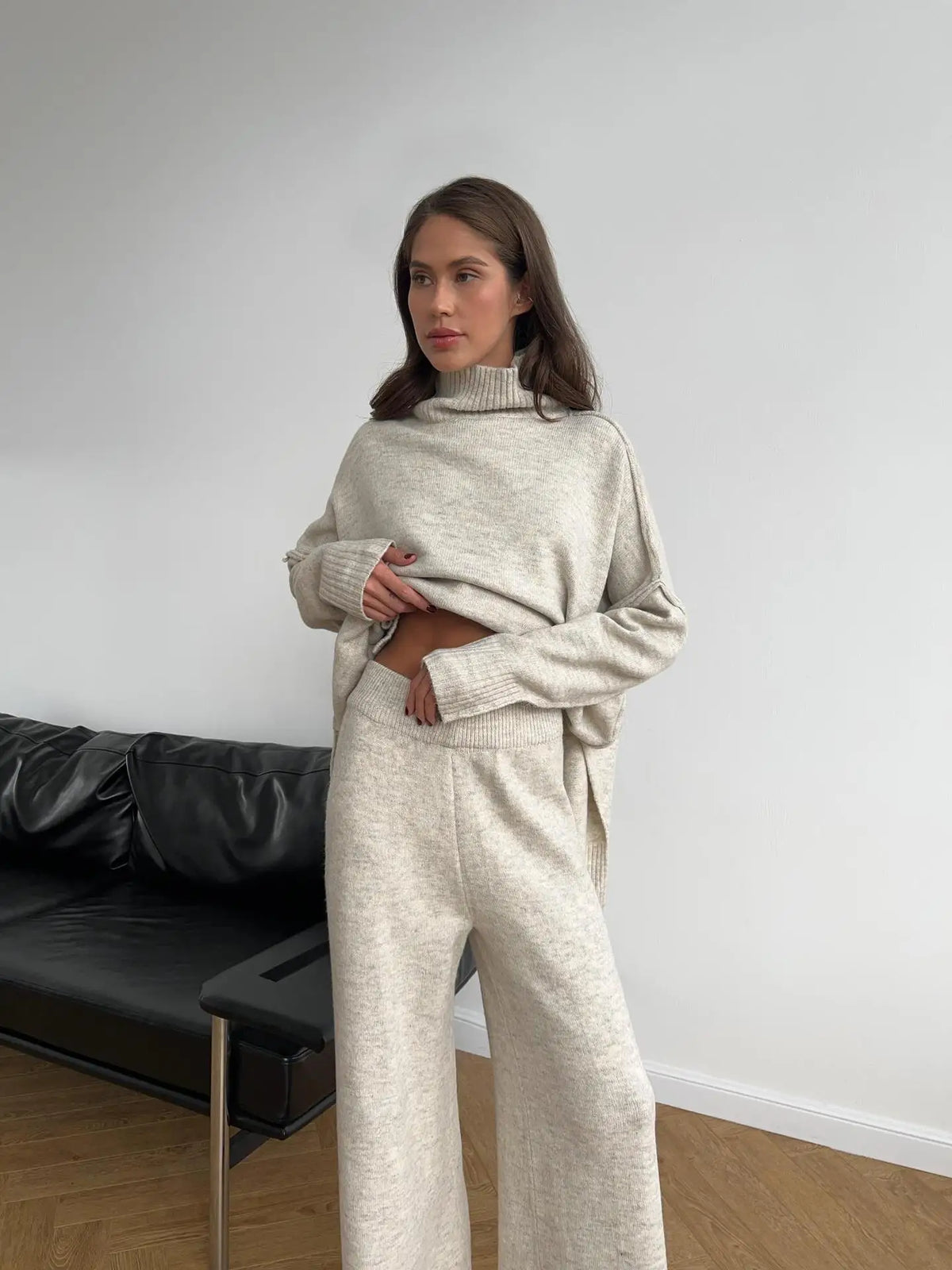 Oversized Knit Sweater & Wide Leg Pants Co-Ord Set | Cozy Two Piece Lounge Outfit | Chic Fall & Winter Matching Set