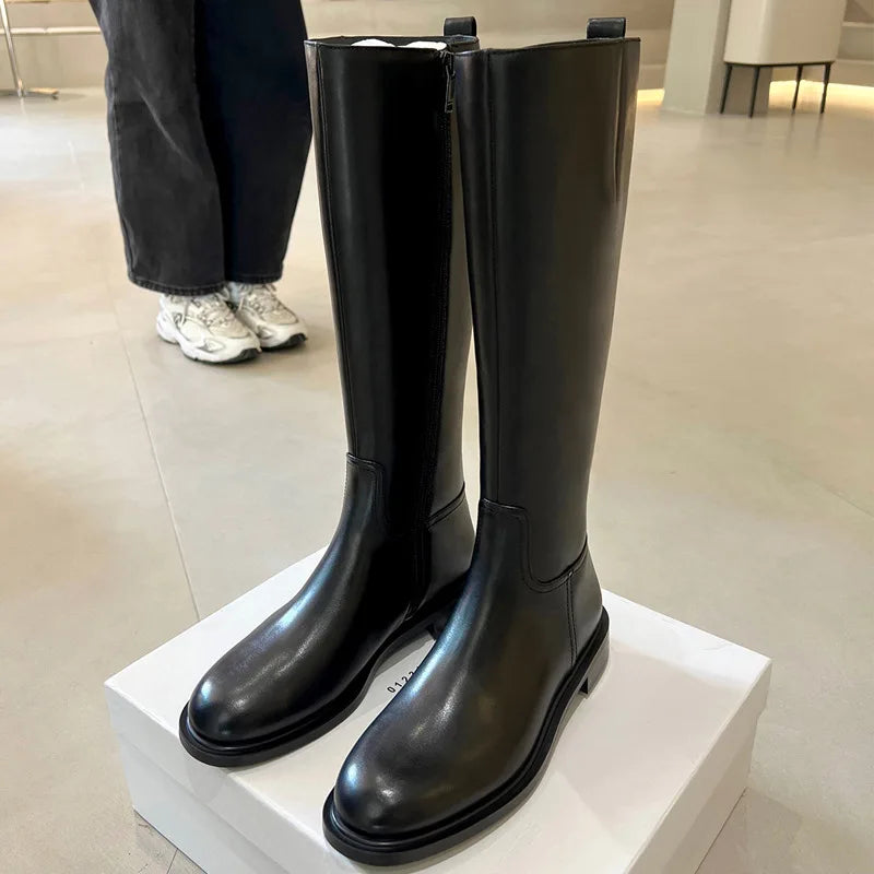 Classic Knee High Boots | Flat Riding Boots | Minimalist Round Toe Tall Boots for Women