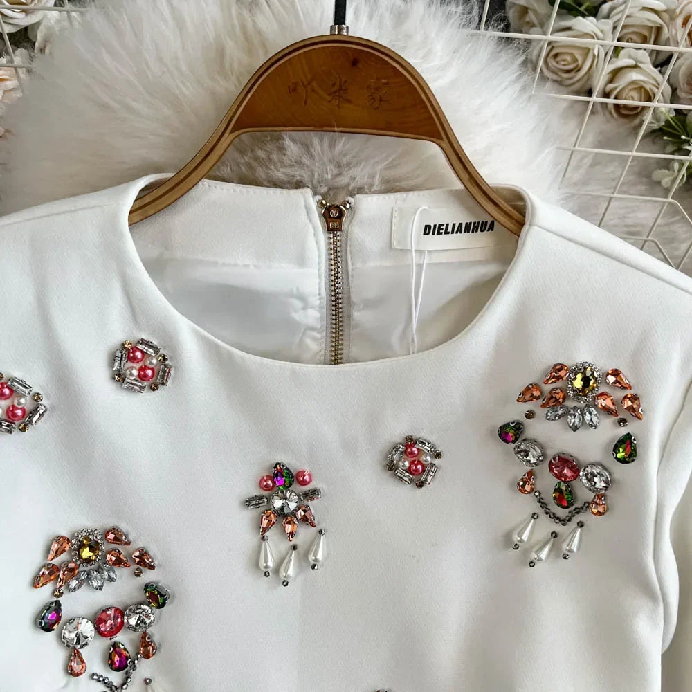 Floral Embroidered Top & Midi Skirt Co-Ord Set | Long Sleeve Two Piece Outfit | Elegant Casual Matching Set for Brunch & Events