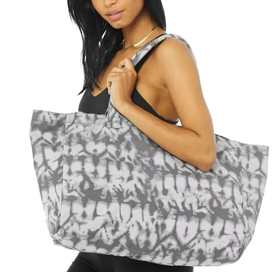 Oversized Printed Tote Bag, Large Canvas Shoulder Handbag, Casual Beach Carryall Purse with Wide Handles for Travel, Shopping & Everyday Use