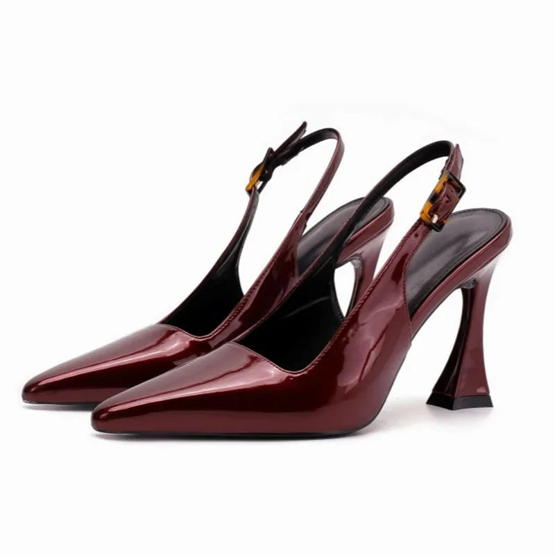 Women's Patent Leather Slingback Heels – Elegant Pointed Toe High Heel Pumps for Office, Wedding, Party & Evening Wear