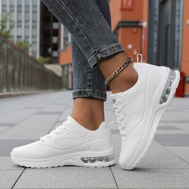 Platform Running Shoes | Cushioned Lace Up Sneakers | Lightweight Casual Athletic Walking Shoes