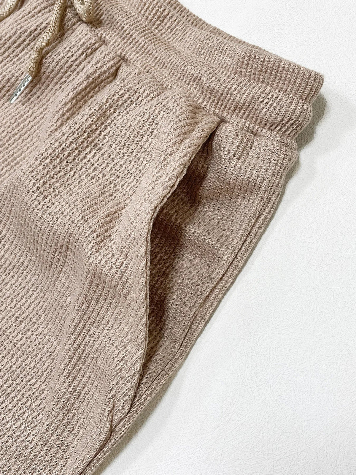 Ribbed Crop Tank Top & Drawstring Shorts Co-Ord Set | Sleeveless Two Piece Casual Lounge Outfit | Summer Matching Set