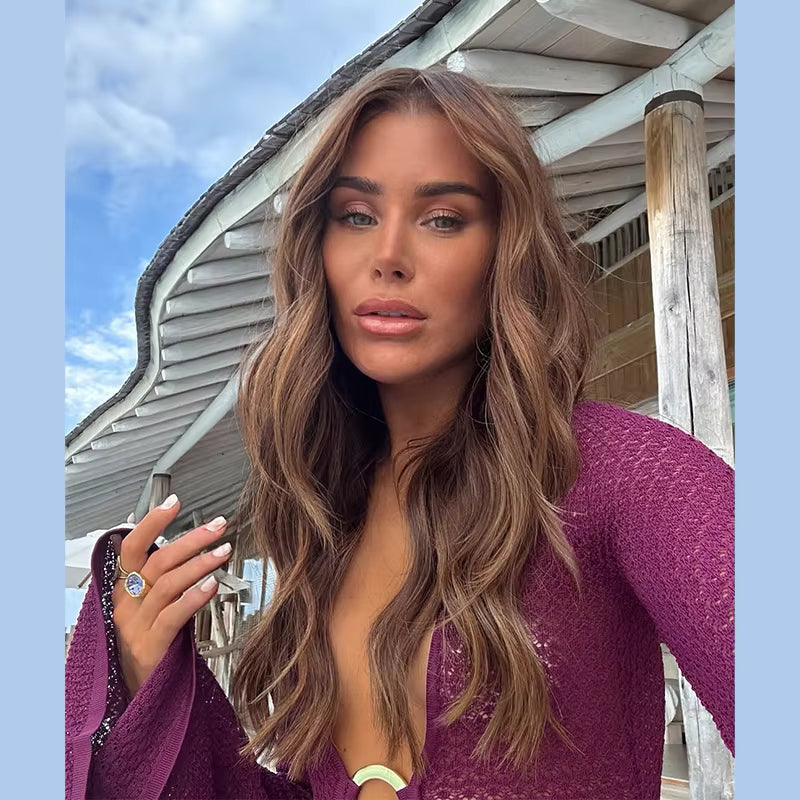 Crochet Maxi Dress – Long Sleeve Mesh Cover Up Dress with Deep Scoop Neck, Ring Detail Cutout and Sheer Open Knit Design