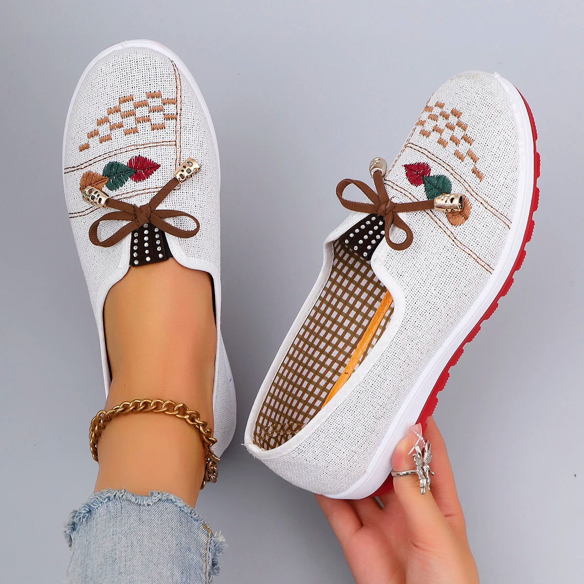 Bow Wedge Sneakers | Casual Lace Up Platform Shoes | Comfortable Slip On Walking Shoes