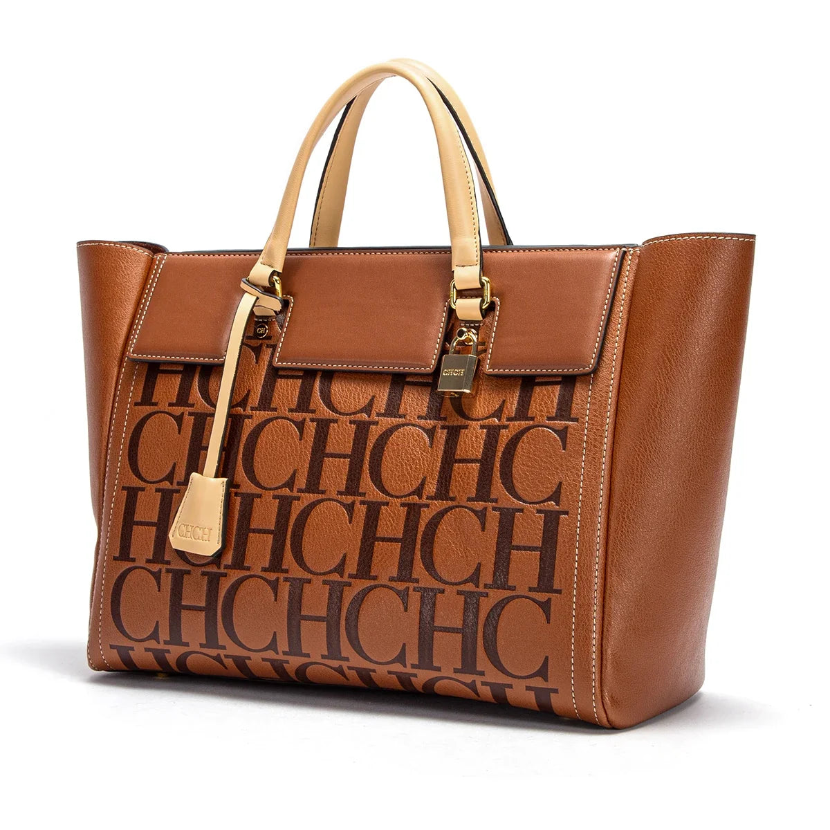 Monogram Print Tote Bag, Structured Shoulder Handbag with Double Handles, Spacious Everyday Work Purse for Shopping, Travel & Office