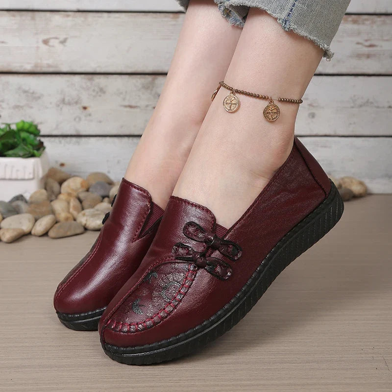 Embroidered Loafers | Lace Detail Slip-On Platform Shoes | Comfortable Casual Dress Shoes