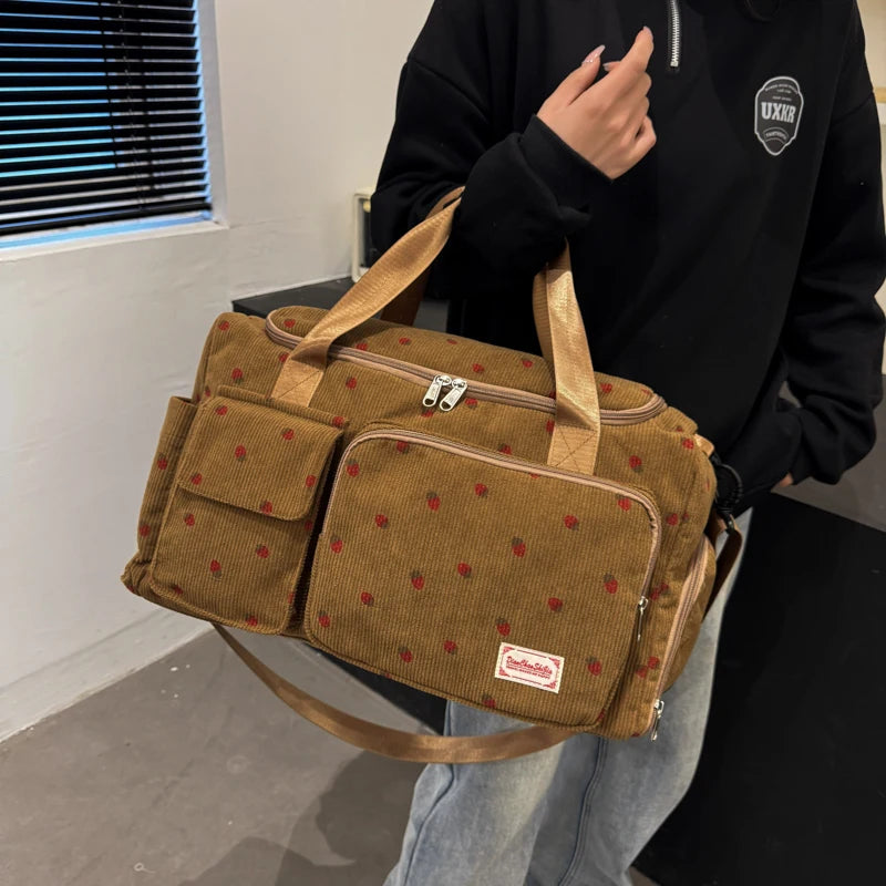 Polka Dot Travel Duffle Bag, Spacious Weekender Overnight Carryall with Multiple Pockets & Adjustable Shoulder Strap for Travel & Gym