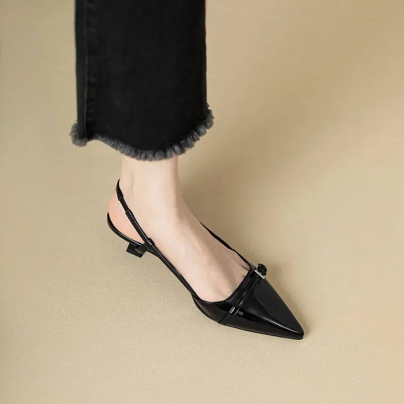Women's Elegant Pointed Toe Slingback Flats – Minimalist Buckle Strap Dress Shoes, Comfortable Slip-On Shoes for Office, Party & Casual Wear