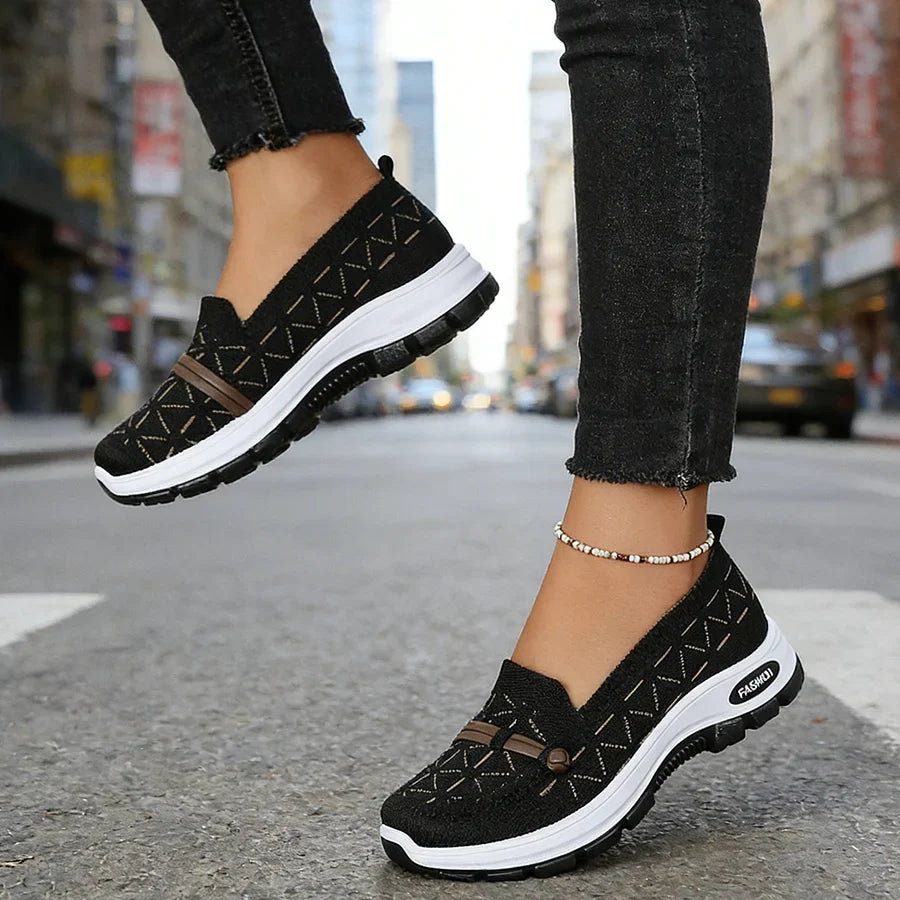 Orthopaedic Slip-On Sneakers | Woven Platform Walking Shoes | Comfortable Casual Everyday Loafers