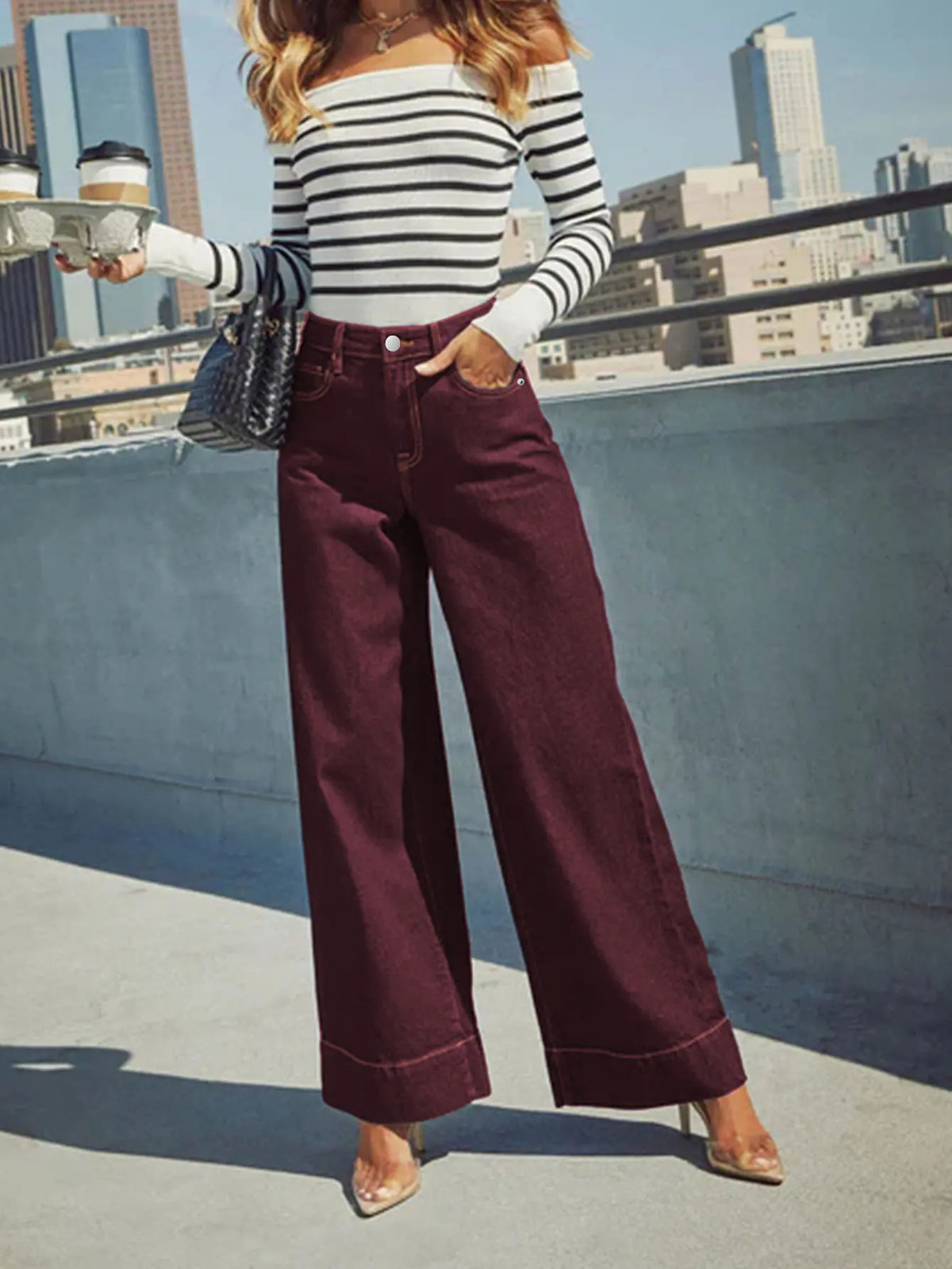 High Waisted Wide Leg Trousers Tailored Palazzo Pants Relaxed Fit Full Length Casual Office Workwear Bottoms