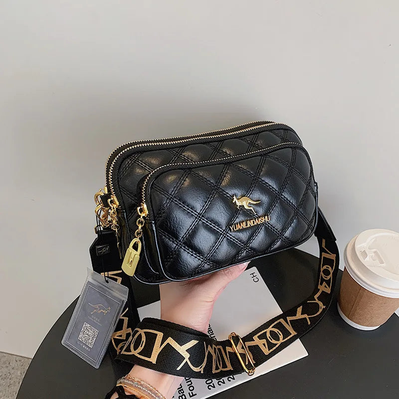 Quilted Crossbody Bag, Mini Shoulder Handbag with Adjustable Wide Strap, Compact Padded Camera Style Purse for Travel, Shopping & Everyday Use