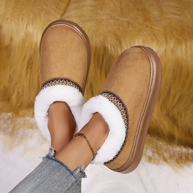 Faux Fur Lined Mules | Cozy Slip-On House Slippers | Plush Winter Indoor Shoes