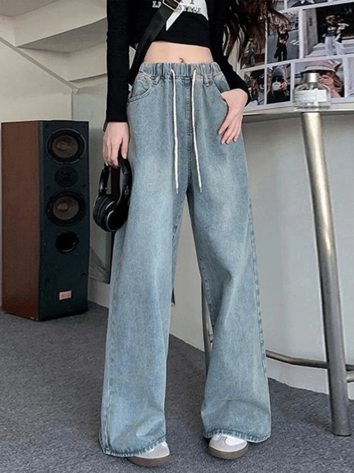 High Waisted Wide Leg Jeans Baggy Loose Fit Denim Trousers Relaxed Straight Leg Casual Streetwear Full Length