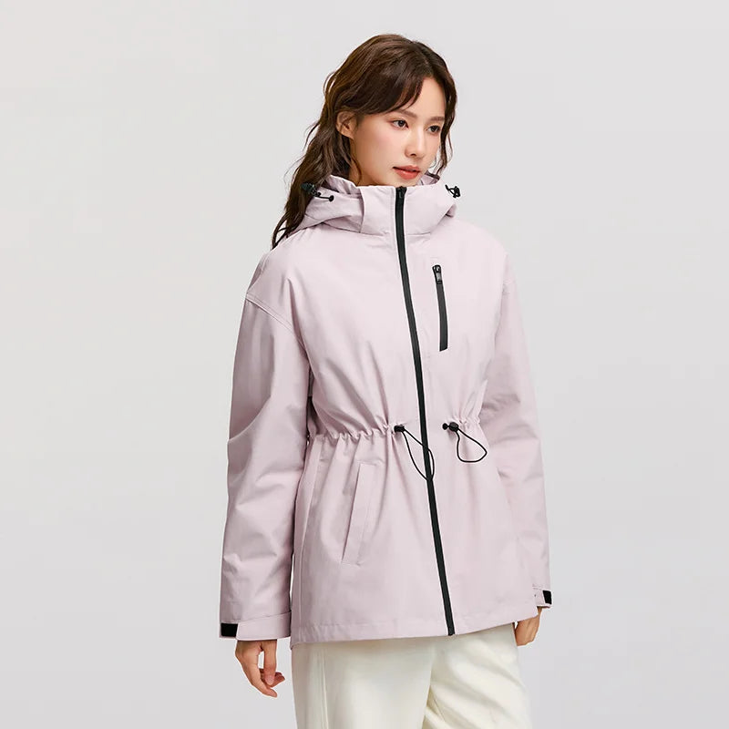 Hooded Cinched Waist Jacket, Lightweight Zip-Up Windbreaker with Adjustable Drawstring Waist and Utility Pockets, Casual Outdoor Outerwear